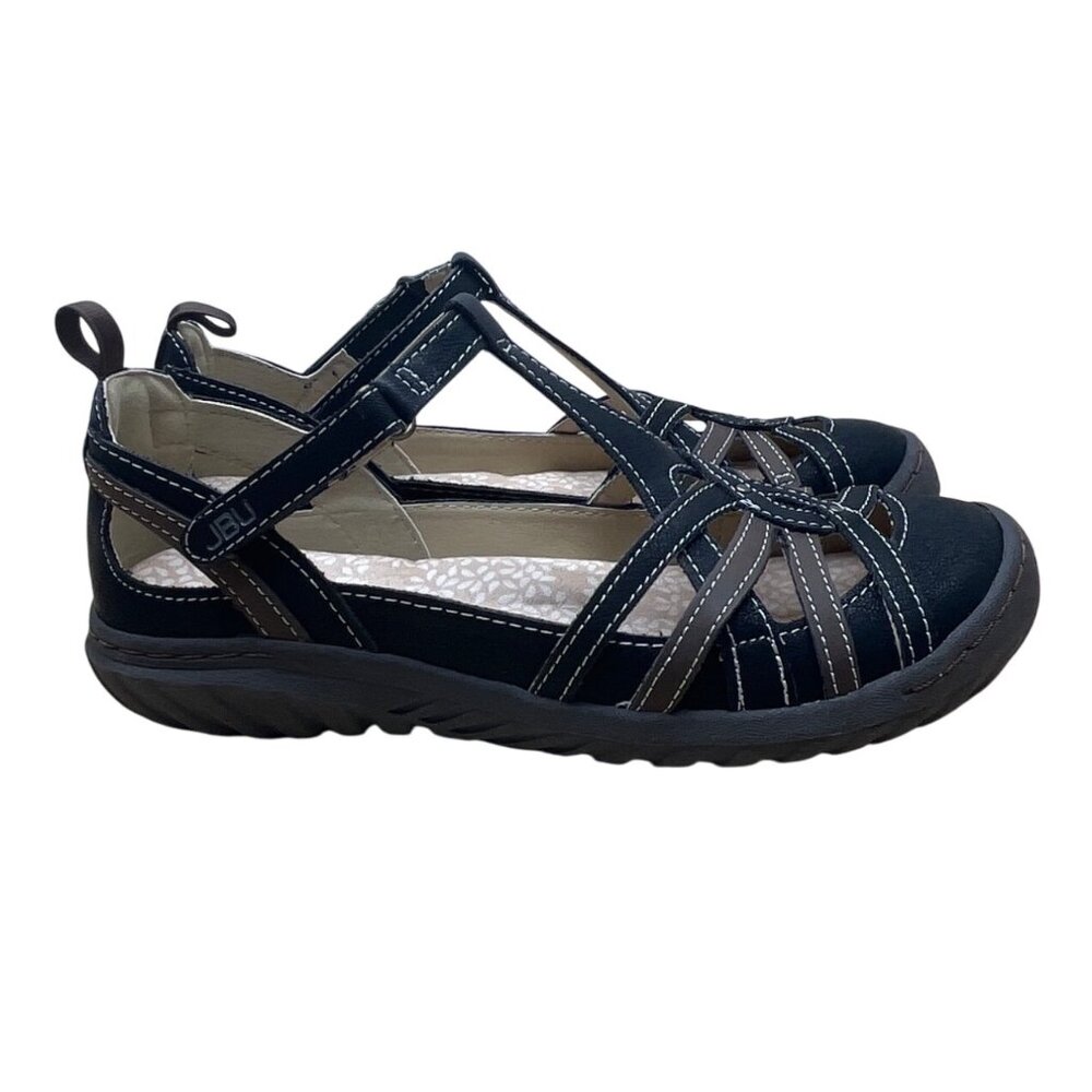 JBU Dove Women’s Black Earth Memory Foam Strapped Closure Sandals Sz 6.5M